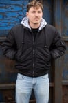 Vanoimports Svart MA-1 bomberjacka med huva (Black,S)