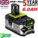 18V Battery For Ryobi ONE+ PLUS RB18L50 P108 Lithium-Ion RB18L40 P104 P109 6.0AH