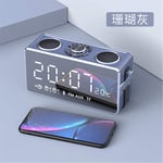 Smart 3D Surround Mini Car Wireless Bluetooth Speaker Clock Radio, LED Display Dual Alarm Clock,black2,alarm clock digital ANJT (Color : Gray)