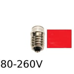 Röd LED signallampa T14x30 5lm E14 0,4W 80-260V