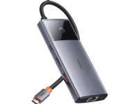 HUB USB Baseus Hub 6w1 Baseus Metal Gleam 2 Series, USB-C do 2xUSB 3.0 +USB-C + HDMI + USB-C PD + Ethernet RJ45