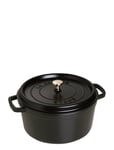 La Cocotte - Round Cast Iron Home Kitchen Pots & Pans Casserole Dishes Black STAUB