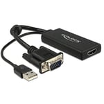 Delock 0.25 m VGA + USB2.0-A/HDMI – Adaptateurs de câble vidéo (HDMI, VGA (D-Sub) + USB, Femelle, Male, Noir, 1920 x 1080 PixelsDelock