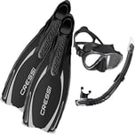 Cressi Reaction Pro Full Foot Scuba Diving Snorkelling Fins, EU 44/45 (UK 10/11) + Big Eyes Evolution Mask and Gamma Snorkel