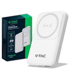 V-TAC Power Bank Magnétique Compatible avec MagSafe - 10 000 mAh - Charge Rapide PD 20 W - Batterie Externe pour Apple iPhone 12/13/14/15 / Mini/Pro/Max - Blanc