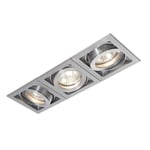 Triple Square Recessed Adjustable Downlight | Aluminium | LED Compatible Dimmable | 50W GU10