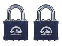 Squire 35T Henry Stronglock Open Shackle Double Locking Keyed Padlock Twin Pack, Blue, One Size