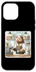 Coque pour iPhone 14 Pro Max Bear As Barista In Cozy Shop. Machine à expresso pour café latte