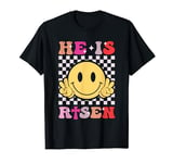 Funny Religious Christian He Is Risen Groovy Retro Women Men T-Shirt