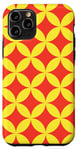 Coque pour iPhone 11 Pro Yellow Red Circles Ovals Curves Chinese Wave Retro Pattern