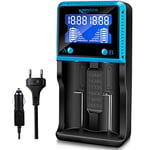 Chargeur Accu 18650, Keenstone Chargeur Piles Rechargeable Universel avec Grand Ecran LCD pour Li-ION IMR 18650 10440 14500 16340 26650 26500 Ni-MH Ni-CD AA AAA LiFePO4 etc