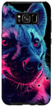 Coque pour Galaxy S8+ Féroce bleu violet tête de hyène safari animal gardien de zoo art