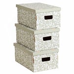 UnDueTre Fiori Flerus Lot de 3 boîte de rangement en carton recyclé certifié FSC, panier rangement, tiroir rangement, Gris dimension 51 x 29 x 20 cm