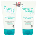 2 X Superdrug SIMPLY PURE Gentle Foaming Cleanser 150ml Fragrance Free Sensitive