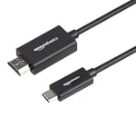 Amazon Basics Câble adaptateur en aluminium haute qualité USB-C (source) vers HDMI (écran), compatible avec Thunderbolt 3, 4K à 60 Hz, 0.9 m, noir