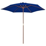 Parasol med træstang 270 cm blå