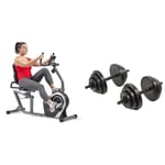 Sunny Health & Fitness Exercise Bikes, Magnetic Recumbent Bike, Stationary Cycling Bike SF-RB4616S and Exercise Vinyl 40 Lb Dumbbell Set, NO.087