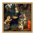 Leonardo Da Vinci Virgin Of The Rocks Painting Square Framed Wall Art Print Picture 16X16 Inch