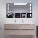 Meuble double vasque 140 cm rosaly avec miroir Excellence- Bois- Plan vasque en - Bois