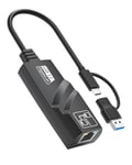 Adaptateur USB A/C Ethernet Gigabit Vitesse pour MacBook, iPad Pro et Plus. Adaptateur LAN RJ45 sans Pilote, 10/100/1000 Mbps RJ45 pour Une connectivité Ultime