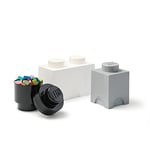 Room Copenhagen Brique de Rangement Lego Multipack S, Boîtes de Rangement empilables, Jeu de 3 (Noir, Gris, Blanc)