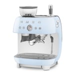 Smeg EGF03PBUK Freestanding Retro Espresso Coffee Machine With Grinder - PASTEL BLUE