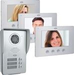ELRO DV4000-3 Interphone vidéo pour Porte - 3 Appartements - Caméra Full HD 1080P avec Vision Nocturne - câble 4 Fils - 16 sonneries