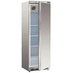 Polar Refrigeration C-Series 185W Upright Fridge 400 Litre, Stainless Steel, 2°C to 5°C, 1850(H) x 600(W) x 600(D)mm, Energy Rating C, 4 Shelves, Reversible Lockable Door, CD082
