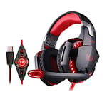 Fashion Bluetooth Earphone, Gaming Headset Headset, with Stereo Surround Sound Noise Canceling Mic, Works on PC PS4 Xbox (Color : Red)