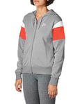 Nike W NSW HRTG Hoodie FZ FLC Sweat-Shirt Femme, DK Grey Heather/Track Red/White/(White), FR : M (Taille Fabricant : M)