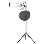 SSL Satellites 70 element Triboom High gain Kit, Freeview digital TV Outdoor aerial & Zone 2 80cm compatable Sky HD Satellite/Freesat Dish on a Portable Steel Tripod for Camping