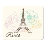 Mousepad Computer Notepad Office Eifel Tower Paris in Vintage Beautiful Romantic Pastel Flowers Travel Home School Game Player Computer Worker Inch