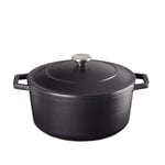 Mellerware - Cast Iron Casserole CUKING Heavy 22 cm 3,3L | Suitable for All Types of cookers: hob, Gas, Oven, Electric hob and Induction | Non-Stick | Free PFOA and PTFE | Black