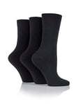 Heat Holders 3 Pair Ladies Iomi Footnurse Gentle Grip Diabetic Socks - Black, Black, Women