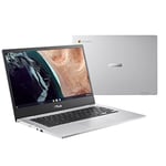 ASUS Chromebook CX1400CKA-EK0138 Ordinateur portable Full HD 35,6 cm (14") Full HD (Intel Celeron N4500, RAM 8 Go, eMMC 64 Go, UHD Graphics, ChromeOS) Silver Transparent - Clavier QWERTY espagnol