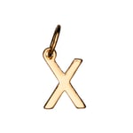 Bokstavshänge X – längd 7 mm, mässing, pläterat med 9 karat guld