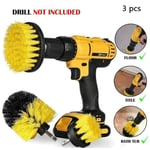 3 Pcs Scrubber Brush Set Drill Attachment Kit Yellow One Size