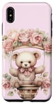 iPhone XS Max Baby Teddy Bear Pink Peony Flower Hot Air Balloon Case