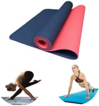 Ultra wide 80 cm double layer TPE yoga and pilates mat for beginners for ground exercises (Hatha Nidra Tradition Pilates Fitness Repair Prenatal)-Orange Red+Dark Blue Uptodate
