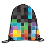 EU Tetris Square Mosaic Backpack Sport Gym Cinch Bag Travel Sport Drawstring Backpacks