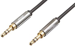 Amazon Basics 2-Pack 3.5mm Auxiliary Audio Cable for Stereo Speaker or Subwoofer with Gold-Plated Plugs, 1.2 m, Black & Grey