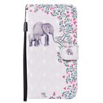 Huzhide Samsung Galaxy A21S Case, Shockproof 3D Painted Animal PU Leather Wallet Protective Cover Flip Magnetic Clasp Folio with Kickstand Card Slots TPU Bumper for Samsung A21S Phone Case, Elephant