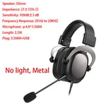 Gaming Headset Pc Usb 3.5mm Wired Xbox / Ps4 Headsets With 50mm Driver, Surround Sound & Hd Microphone For Computer Laptop CHINA black NO Light，metal