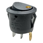 Vippstrombrytare gul på av 12V 10A 20mm LED i blister