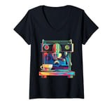 Womens Barista Coffee Maker Pop Art V-Neck T-Shirt