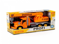 Polesie 86617 'Profi' kranbil med drivning, orange, ljus, ljud i låda