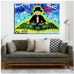 chthsx Bankys graffiti Sit On The Money Canvas Painting Print Living Room Home Decoration Artwork Modern Wall Art Posters-50x75cm No Frame