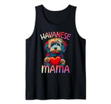 Havanese Dog Lover Mama Heart Pop Art Womens Havanese Mom Tank Top