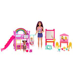 Barbie Coffret Garderie Skipper Premiers Jobs Puéricultrice avec 3 Poupées, Meubles Et Plus De 15 Accessoires Thématiques, Jouet Enfant, A Partir De 3 Ans, HND18
