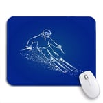 Gaming Mouse Pad Skier on Mountain Slope Snow Spray Effect White Ski Nonslip Rubber Backing Computer Mousepad for Notebooks Mouse Mats